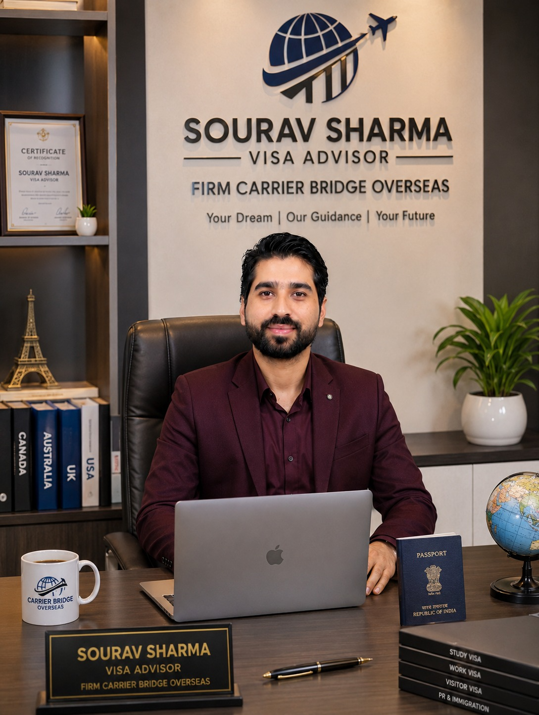 Sourav Sharma, visa advisor at Carrier Bridge Overseas, Phagwara